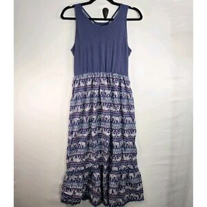 MUDD Girl's Elephant Print Maxi Midi Dress Size‎ 12 Blue